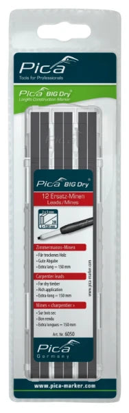 Pica BIG Dry 6050 Navulling grafiet 2H voor Timmerman (blister)