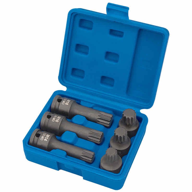 1/2" Krachtdoppenset veeltand/spline, 6dlgDraper ToolsMZS Gereedschap