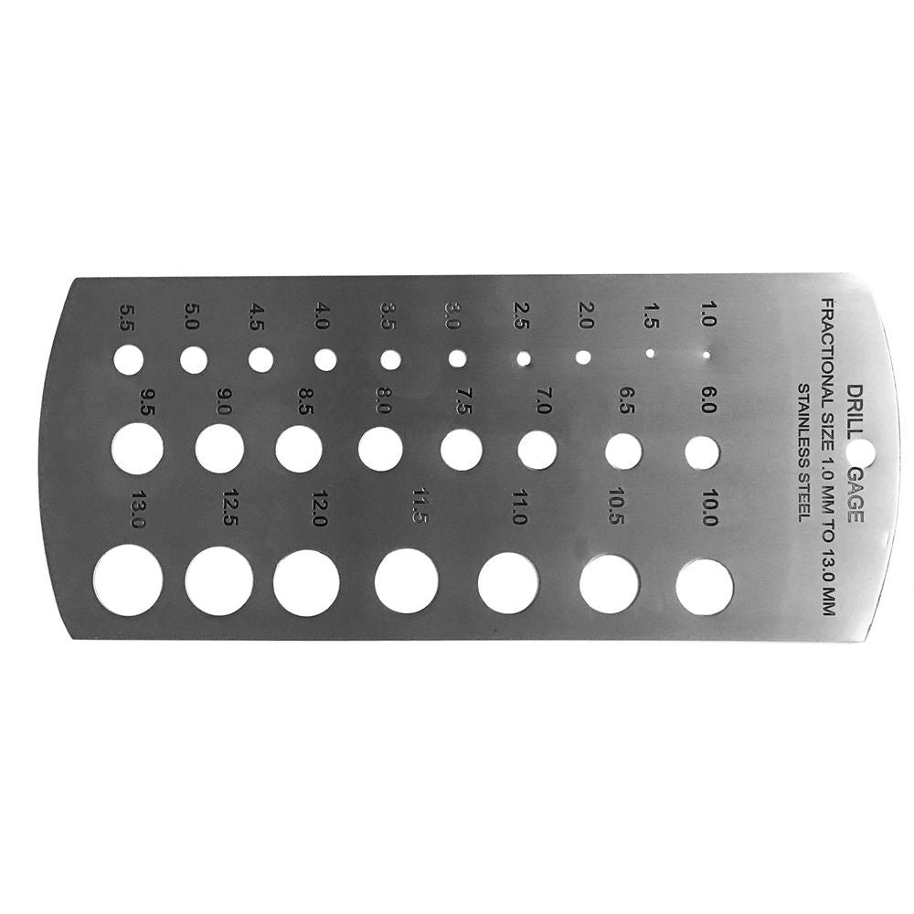 Millimeter-Lochlehre aus Stahl, poliert 1,0 - 13 mm Stg. 0,5mm-0