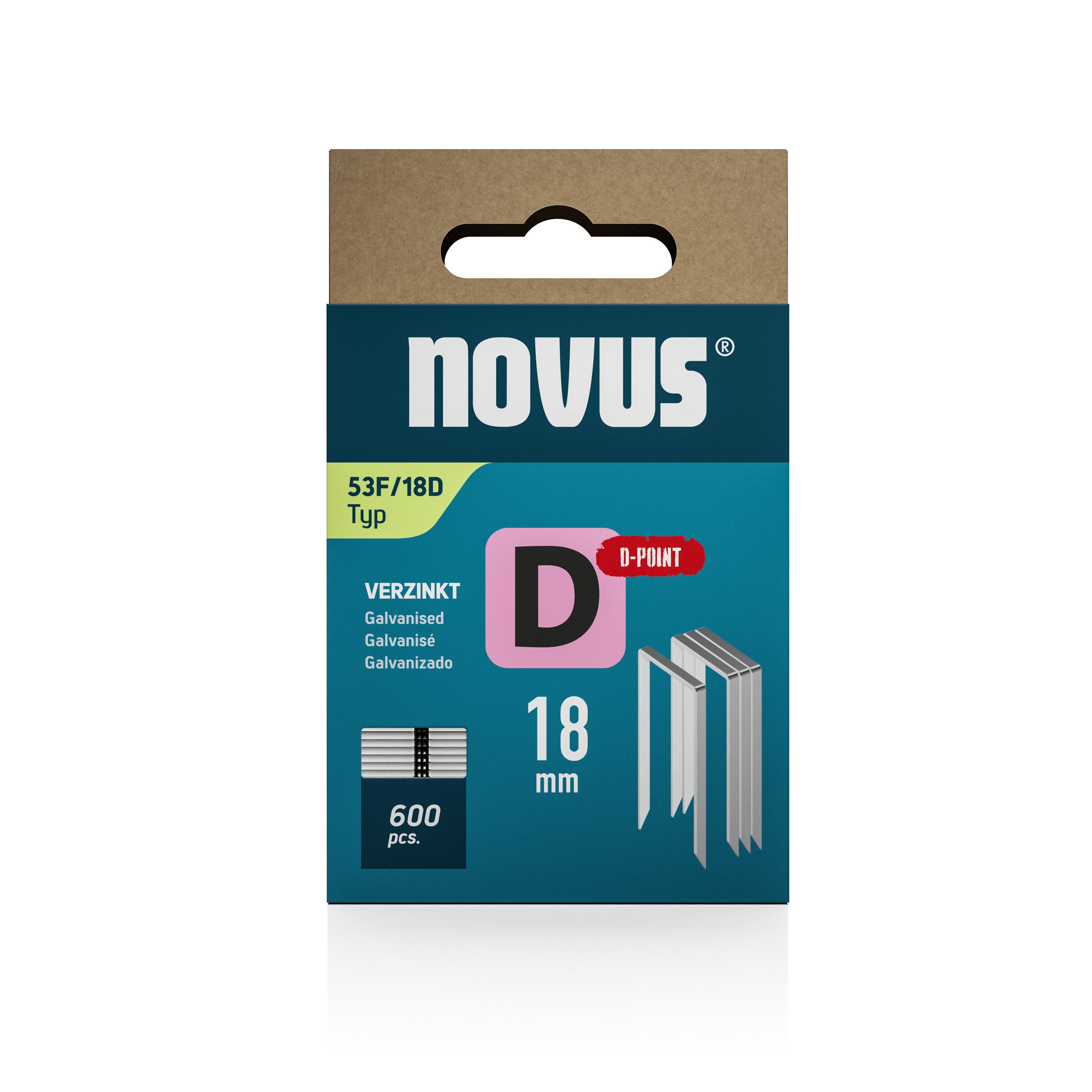 Novus Niet met platte draad D 53F/18mm D-punt (600 stuks)