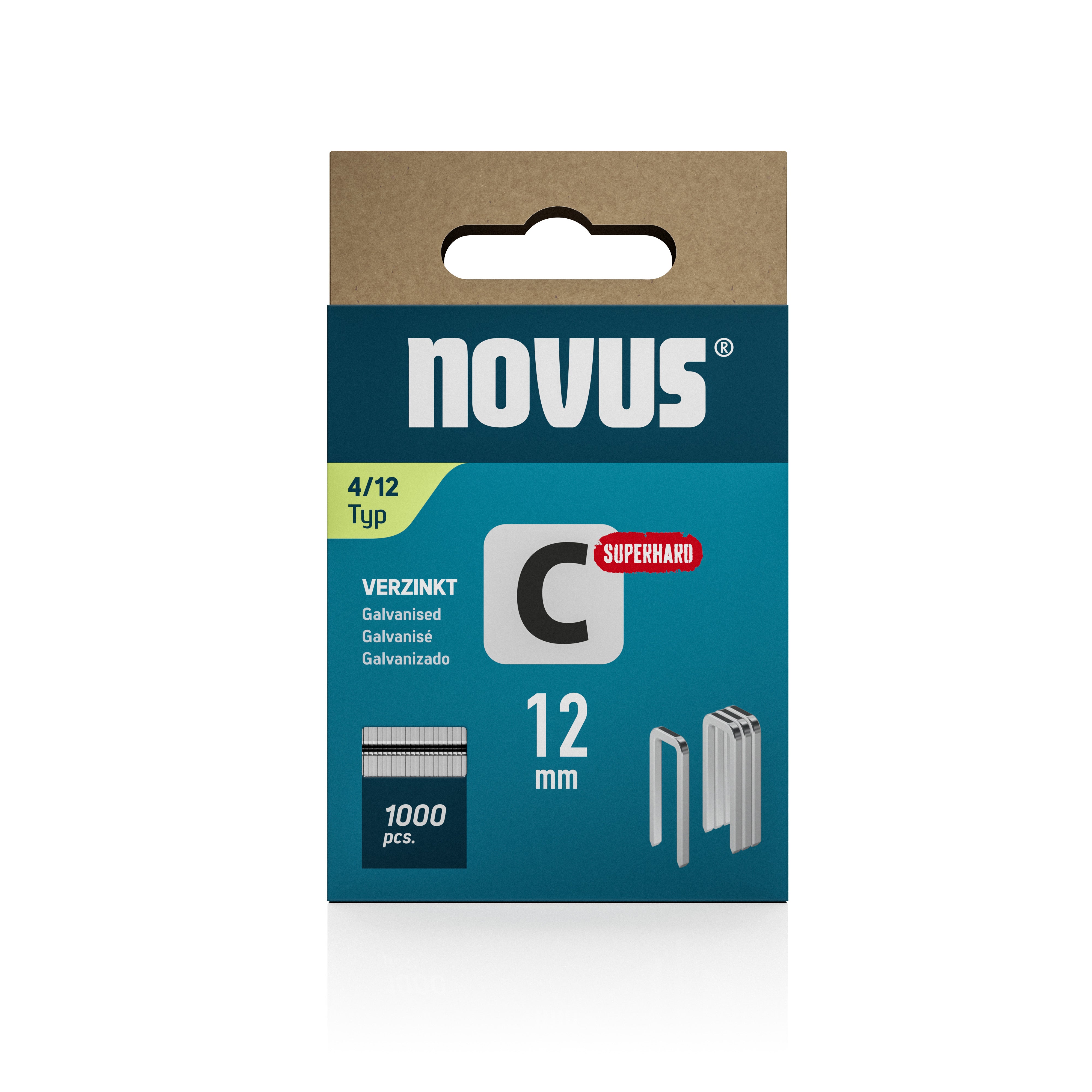 Novus Niet met smalle rug C 4/12mm Superhard (1.000 stuks)