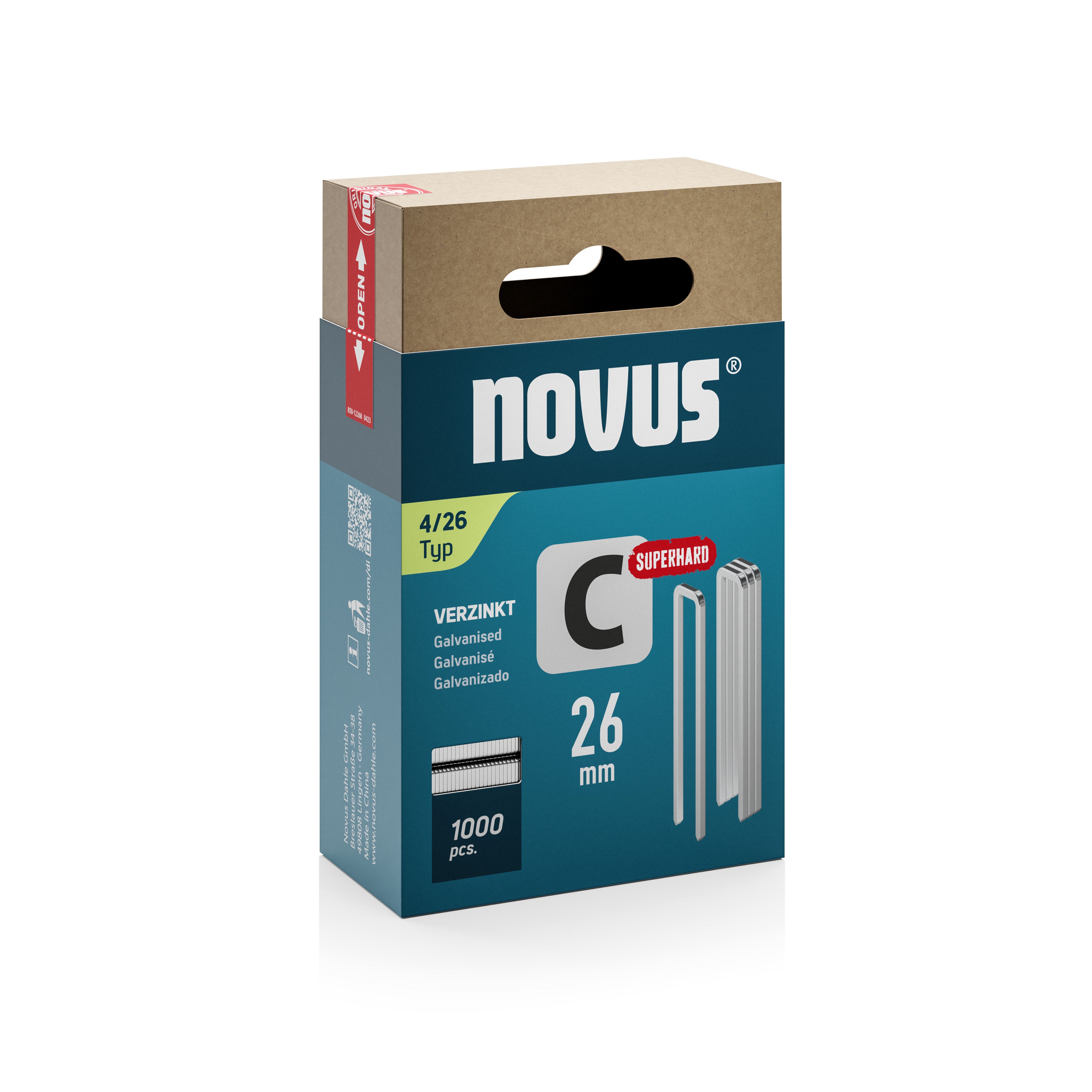 Novus Niet met smalle rug C 4/26mm Superhard (1.000 stuks)