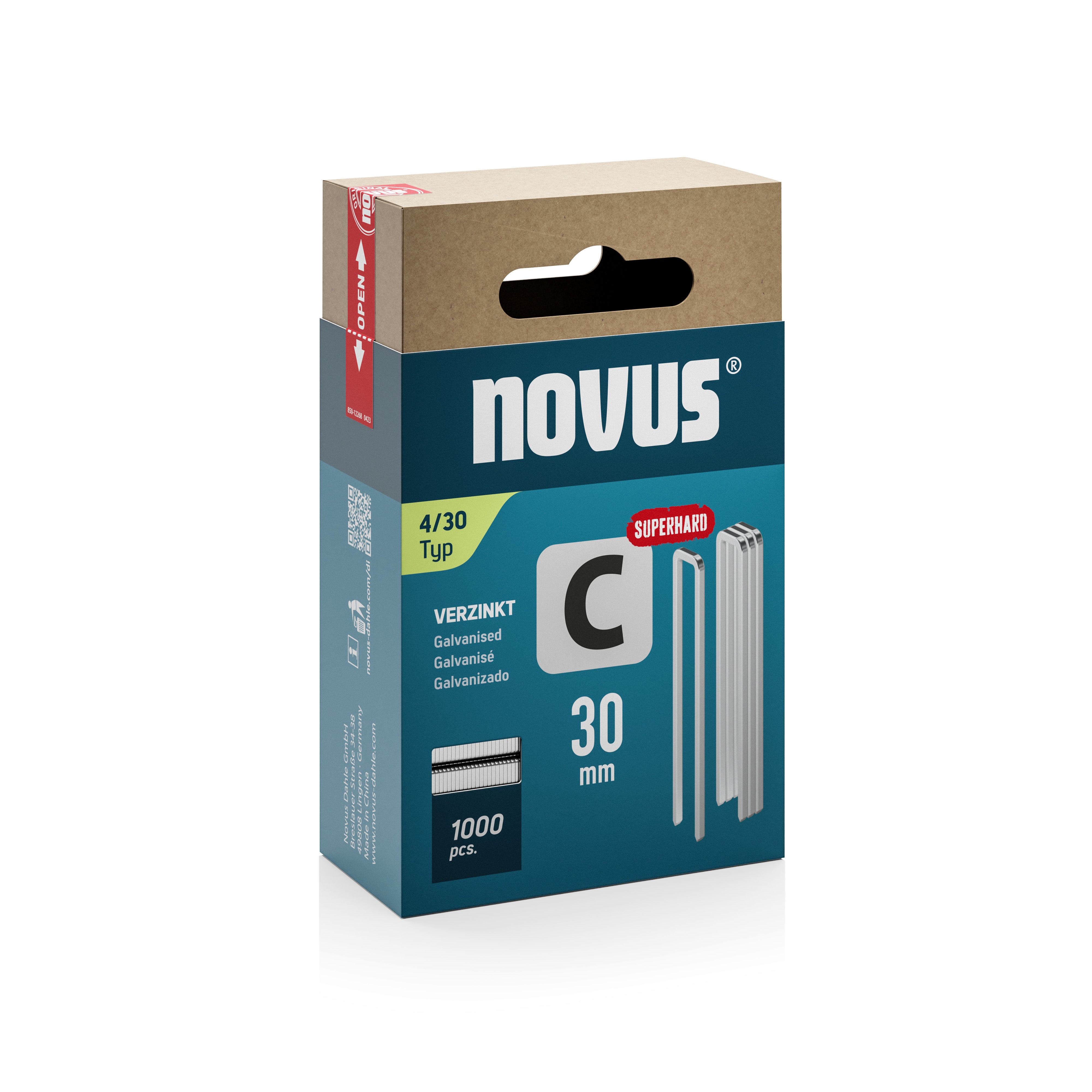 Novus Niet met smalle rug C 4/30mm Superhard (1.000 stuks)