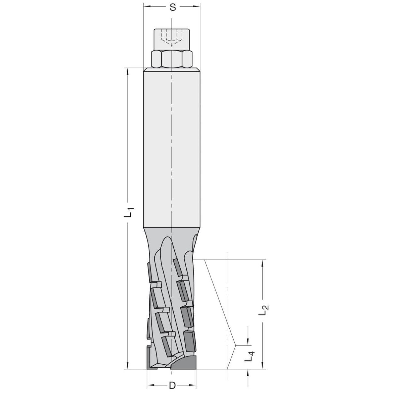 Diamant Groeffrees Ø 14 x 30 mm, TL=85 mm, S=16 mm, Z=3, DP