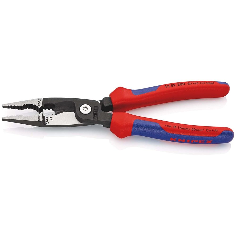 KNIPEX 13 82 200 Elektro installatietang met meer-componentengrepen zwart geatramenteerd 200 mm-2