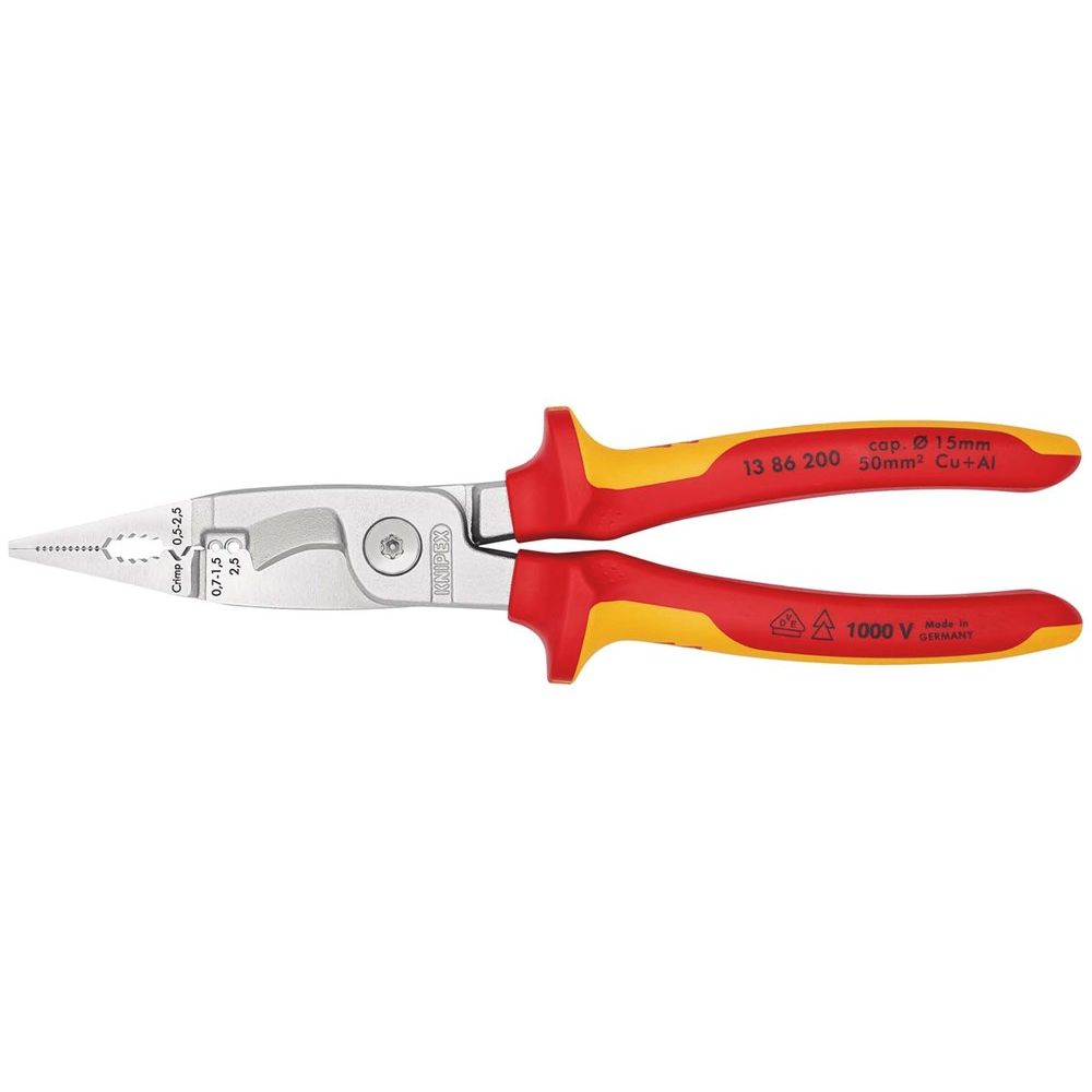 KNIPEX 13 86 200 Elektro installatietang geïsoleerd met meer-componentengrepen, VDE-getest verchroom-0