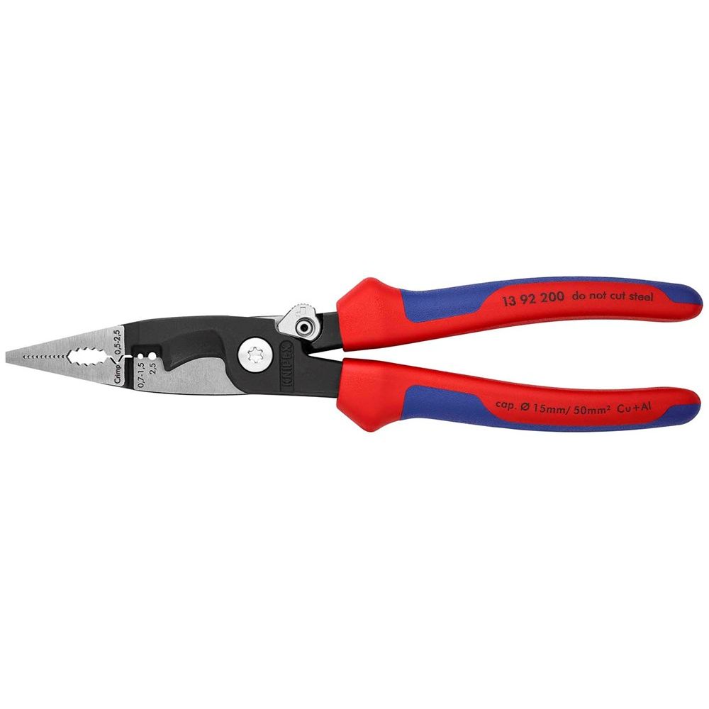 KNIPEX 13 92 200 Elektro installatietang met meer-componentengrepen zwart geatramenteerd 200 mm-0