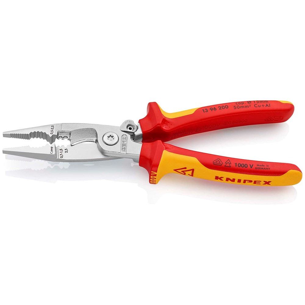 KNIPEX 13 96 200 Elektro installatietang geïsoleerd met meer-componentengrepen, VDE-getest verchroom-2