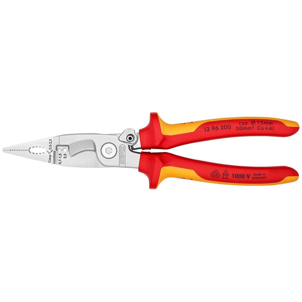 KNIPEX 13 96 200 Elektro installatietang geïsoleerd met meer-componentengrepen, VDE-getest verchroom-0