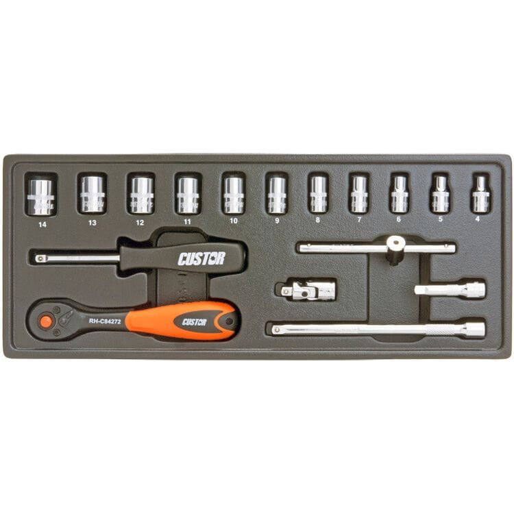 1/4" Doppenset, 17dlg, S - moduleCustorMZS Gereedschap