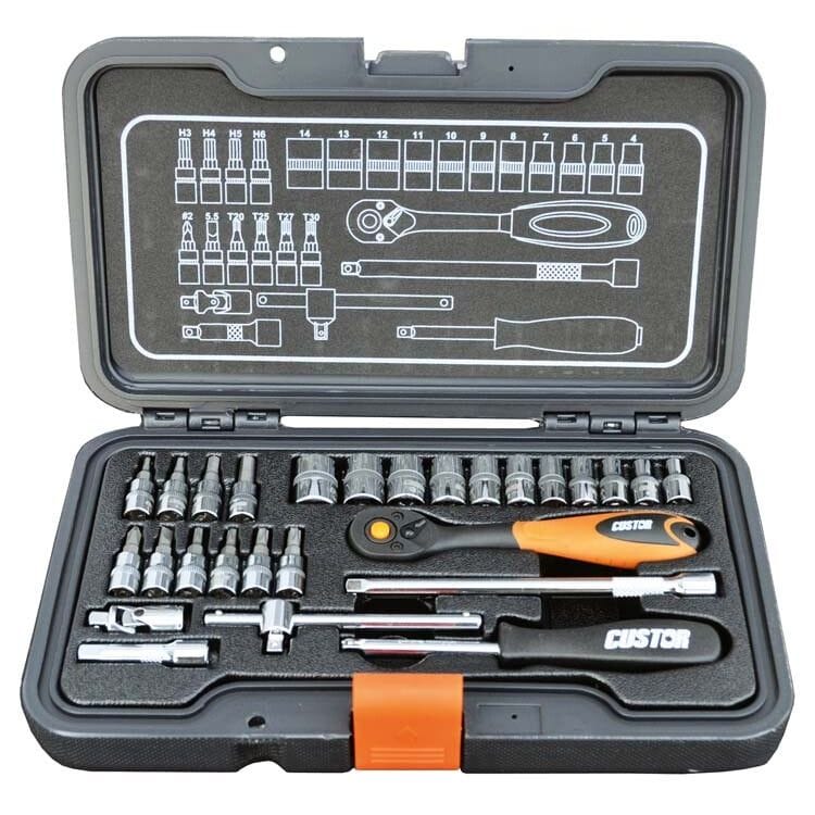 1/4" Doppenset, 27dlgCustorMZS Gereedschap