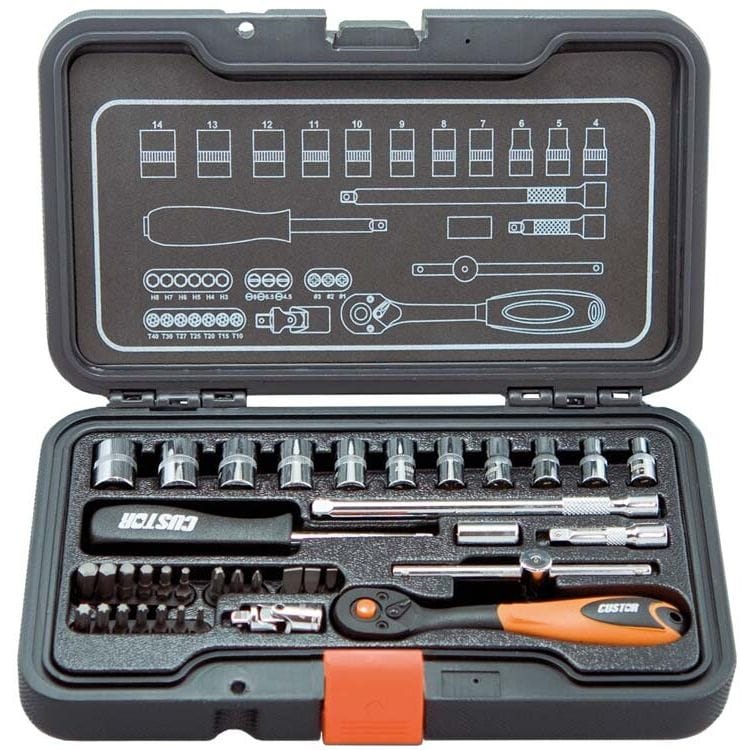 1/4" Doppenset, 37dlgCustorMZS Gereedschap