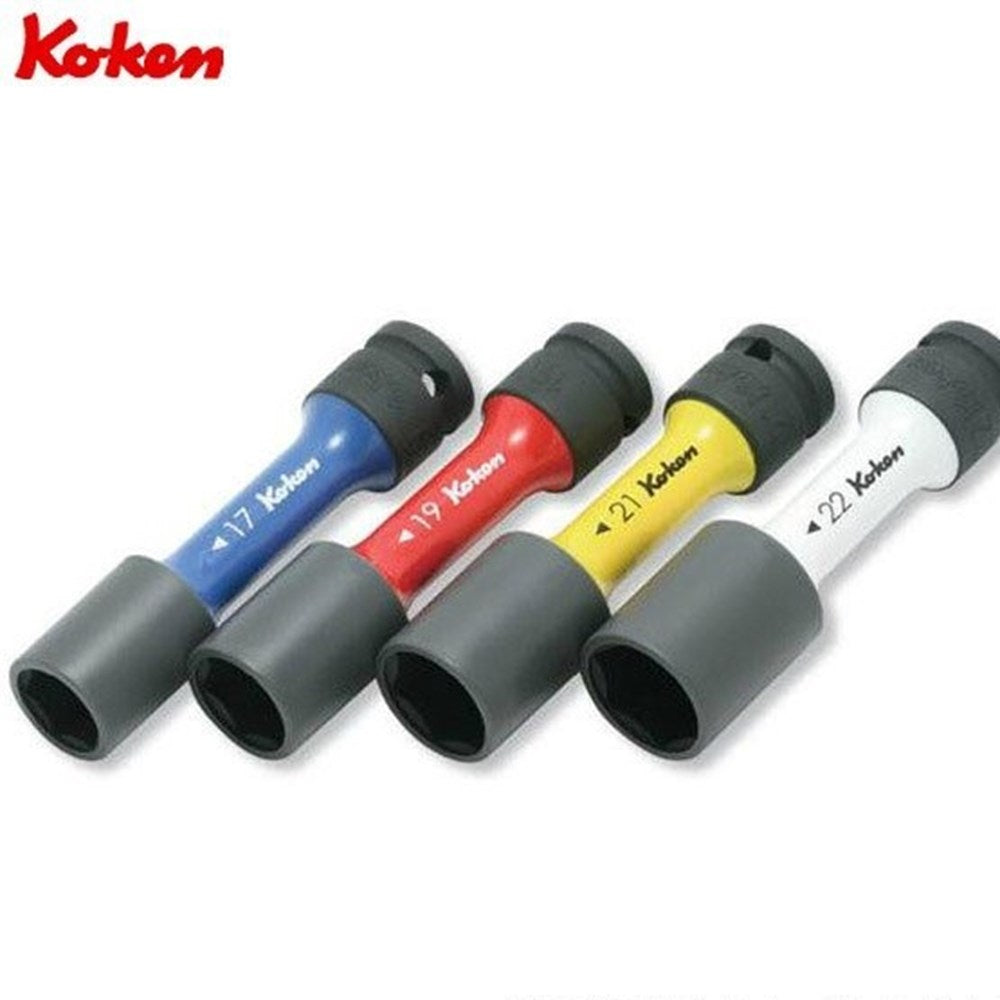 1/2" slagdop SW17mm 6-kant L=110mm Tbv. wielmoeren blauw-0