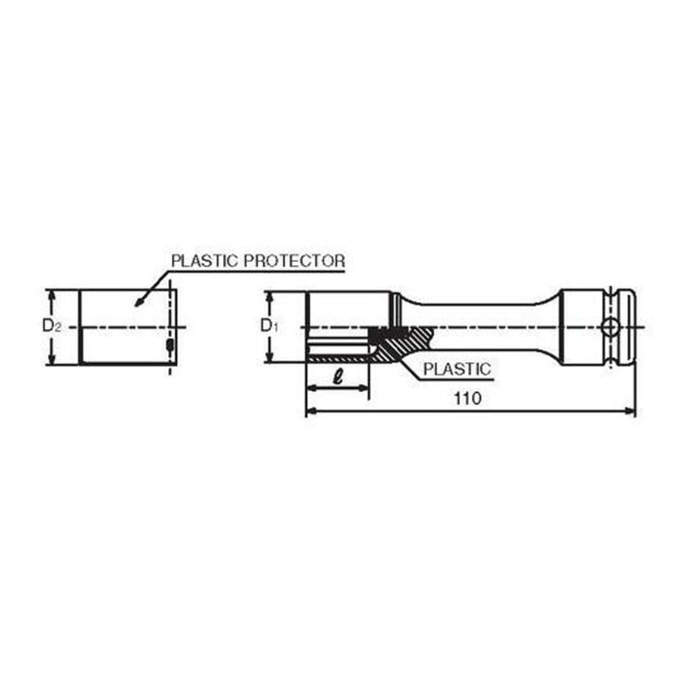 1/2" slagdop SW19mm 6-kant L=110mm Tbv. wielmoeren rood-2