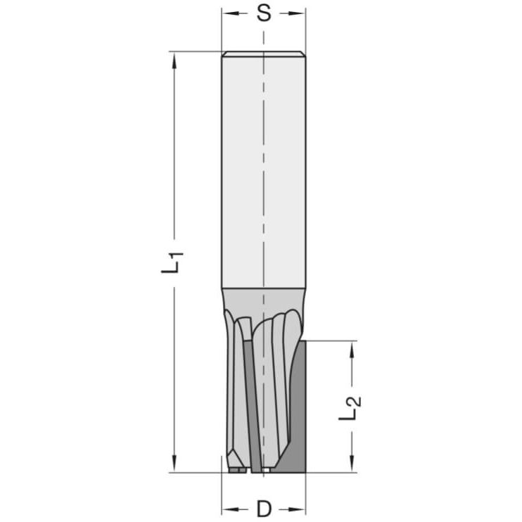 Diamant Groeffrees Ø 16 x 25 mm, TL=80 mm, S=16 mm, Z=3, DP Rechts