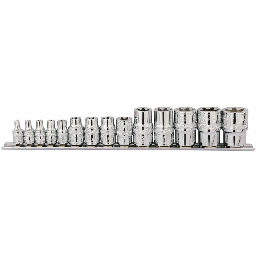 1/4"+3/8"+1/2" Doppenrail E - torx, 14dlgDraper ToolsMZS Gereedschap