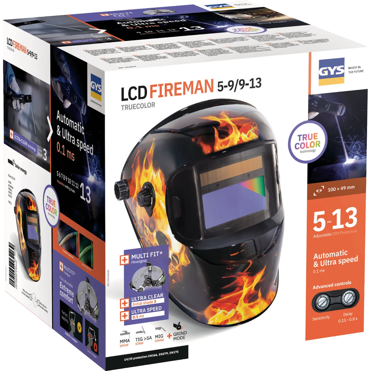 GYS Lashelm LCD Fireman 9-13G True Color - afbeelding 7