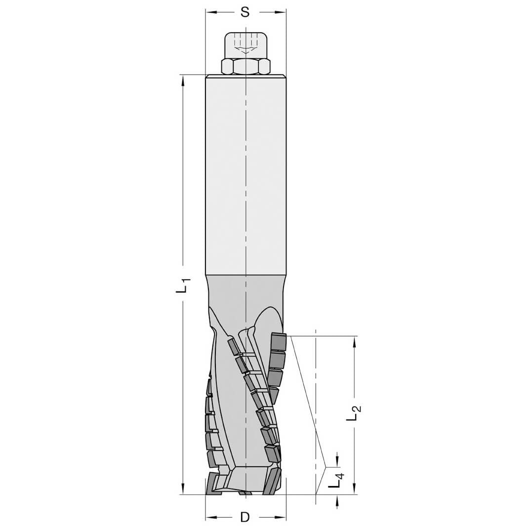 Diamant Groeffrees Ø 20 x 48 mm, TL=130 mm, S=25 mm, Z=3, DP
