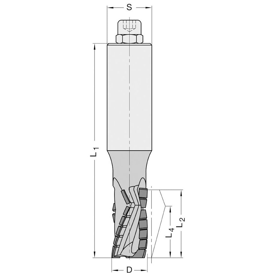 Diamant Groeffrees Ø 20 x 48 mm, TL=125 mm, S=25 mm, Z=3, DP