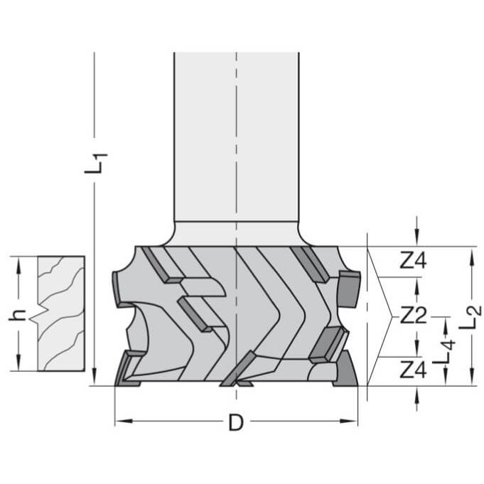 Diamant Kantenfrees Ø 50 x 28 mm, TL=90 mm, S=25 mm, Z=4+2+4, DP