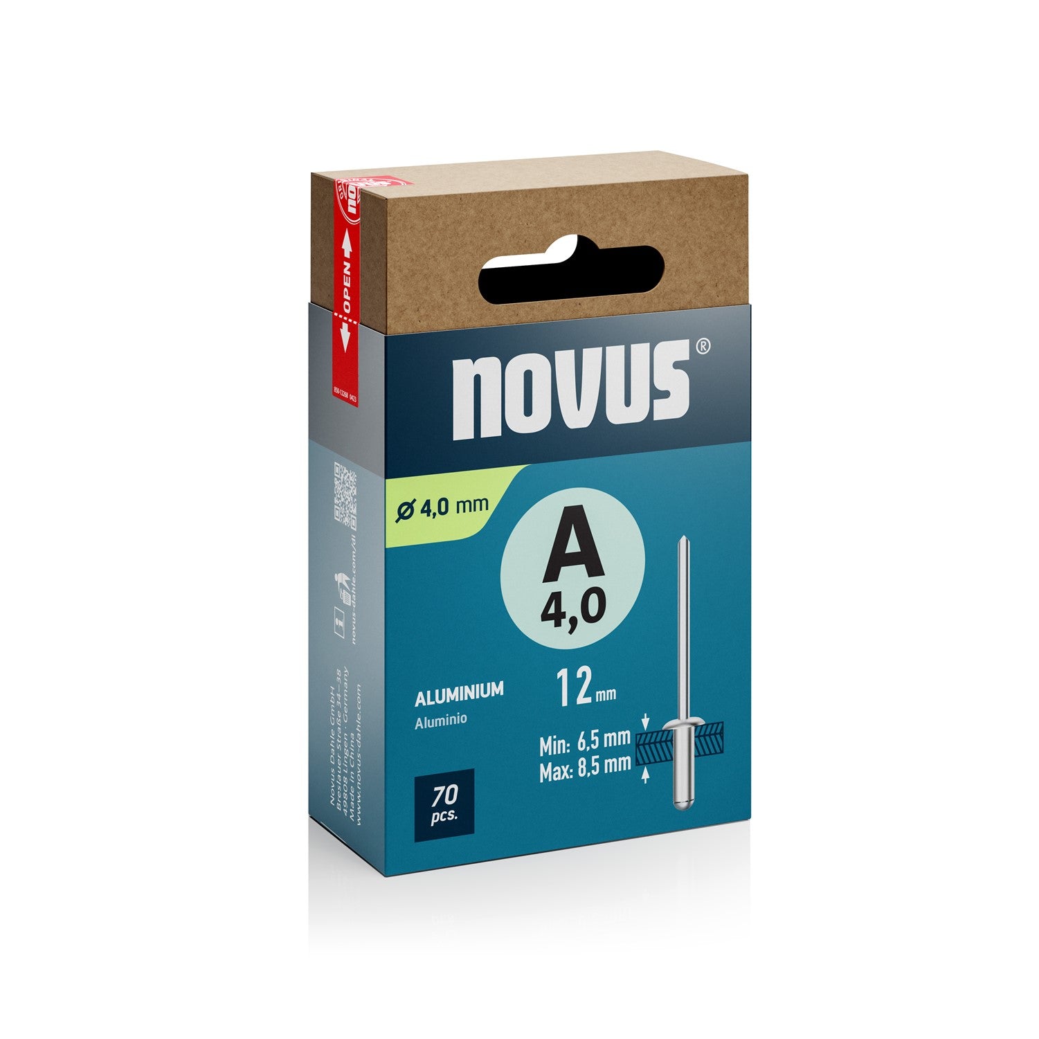 Novus Blindklinknagel A4x12 mm Aluminium (70 stuks)