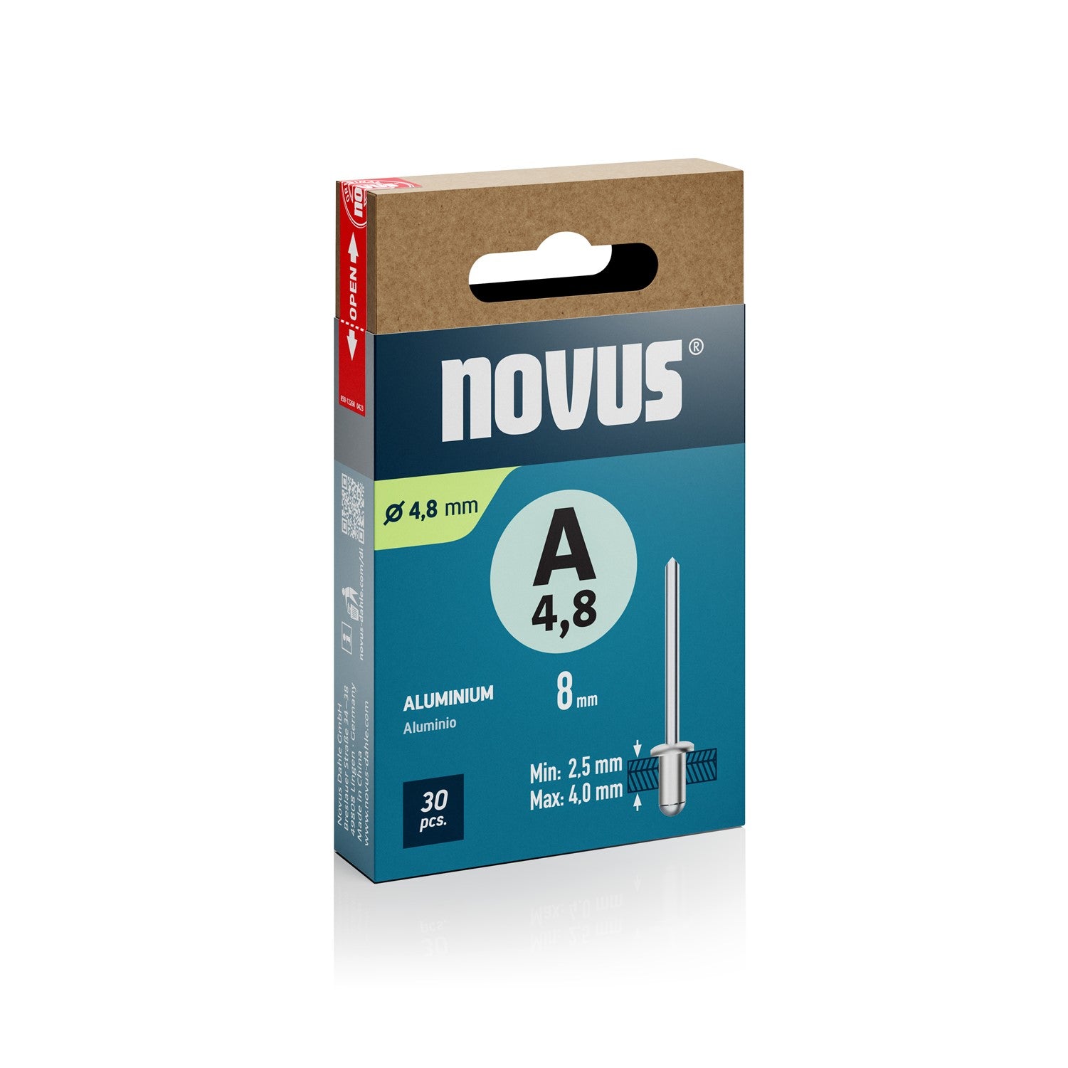 Novus Blindklinknagel A4,8x8 mm Aluminium (30 stuks)