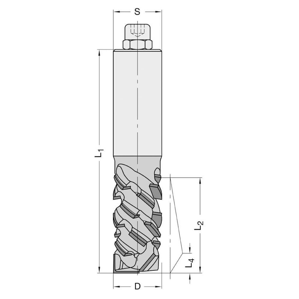 Diamant Groeffrees Ø 25 x 48 mm, TL=115 mm, S=25 mm, Z=2, DP Rechts