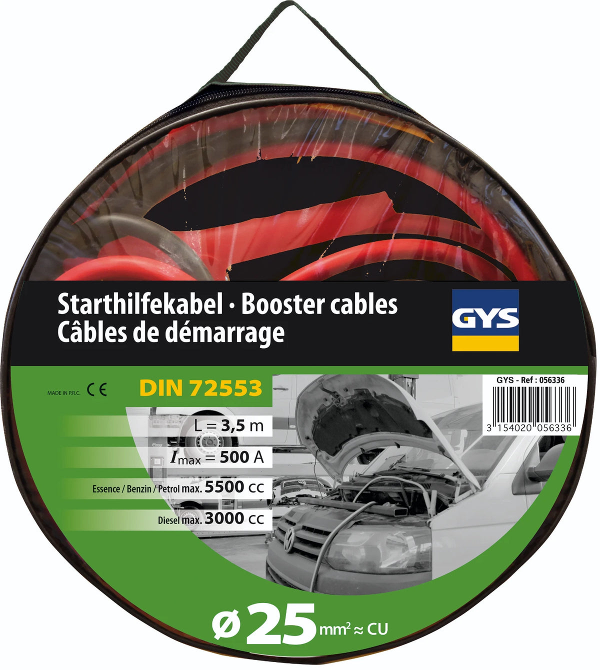 GYS Startkabel 500A met geïsoleerde klem 3,5 m - afbeelding 2