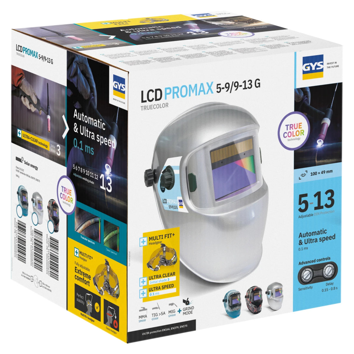 GYS Lashelm LCD Promax 9-13G zilver - afbeelding 10