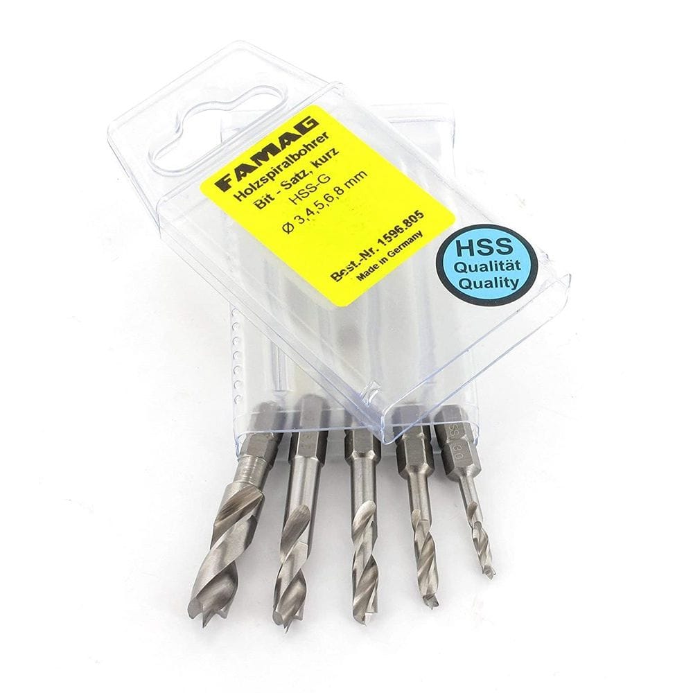 HSS-G houtborenset 3/4/5/6/8mm 1/4"zeskant bit-aansluiting-0