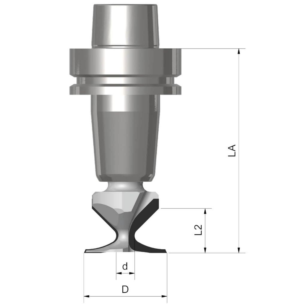 Diamant Vouwfrees R=30 mm, L2=25 mm in HSK-63F opname, Z=2, DP