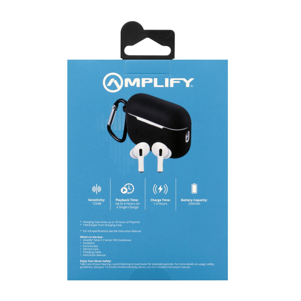 Amplify Note X 3 Draadloze oordopjes – Wit-zwart