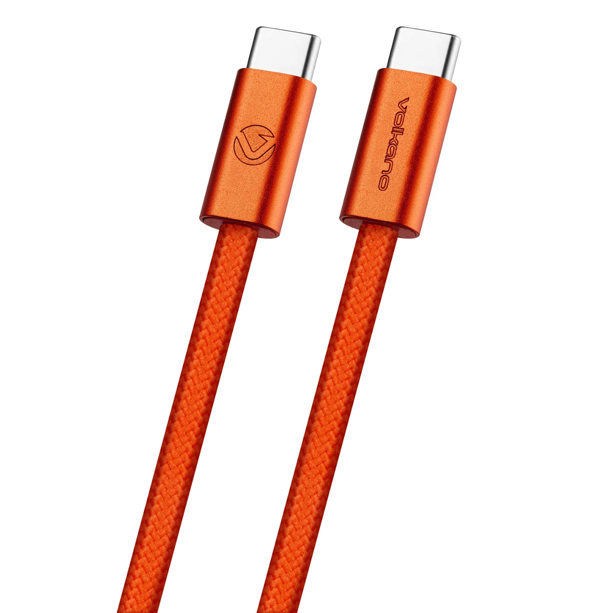 Volkano Weave Oplaadkabel – USB-C → USB-C – 1.2 m – Oranje
