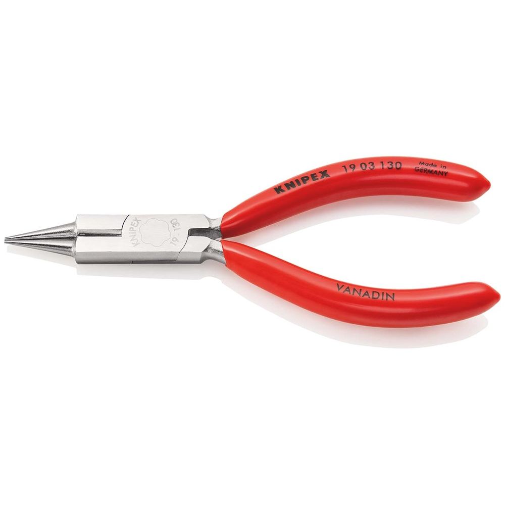 KNIPEX 19 03 130 Rondbuigtang met zijsnider (sieraad-buigtang) met kunststof bekleed verchroomd 130-0