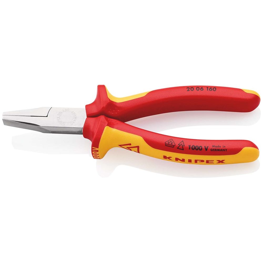 KNIPEX 20 06 160 Platbuigtang geïsoleerd met meer-componentengrepen, VDE-getest verchroomd 160 mm-0