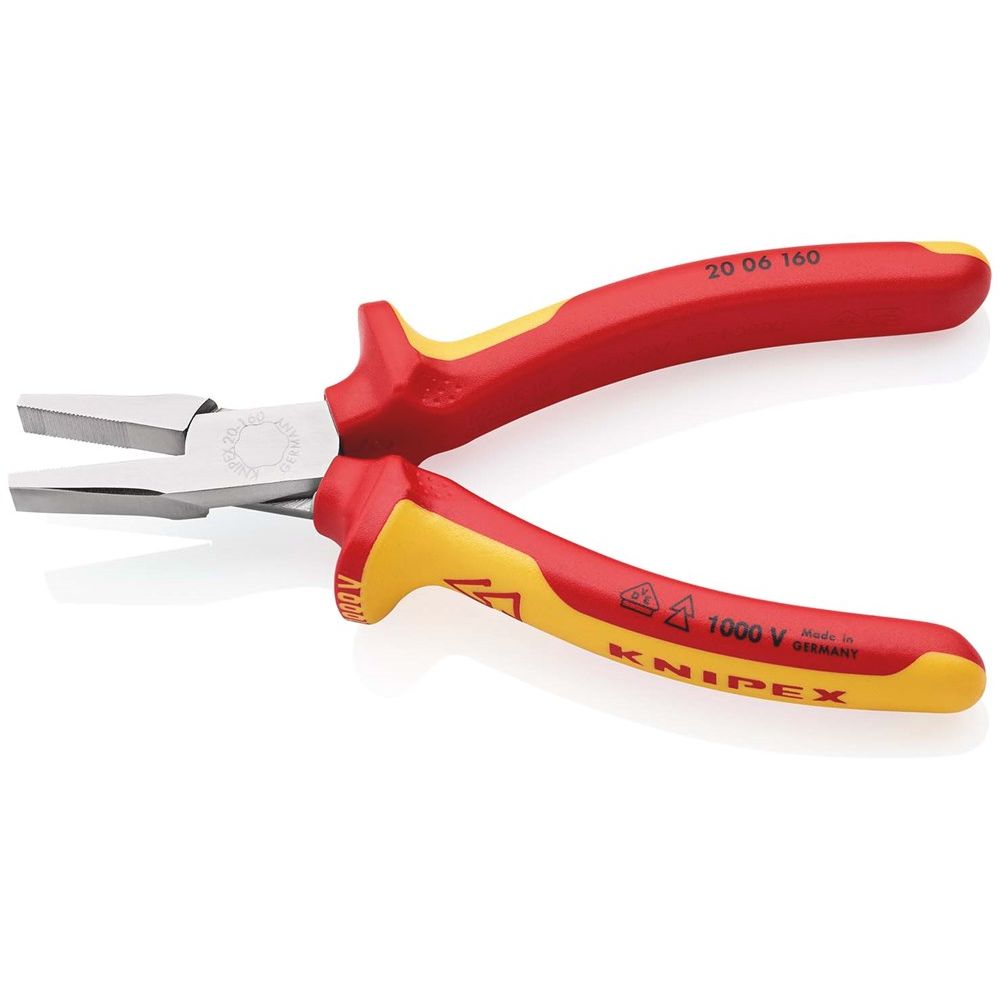 KNIPEX 20 06 160 Platbuigtang geïsoleerd met meer-componentengrepen, VDE-getest verchroomd 160 mm-2