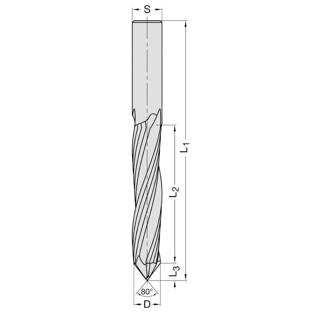 Boorfrees Ø 14 mm, x 42 mm, Z=2/3, VHW