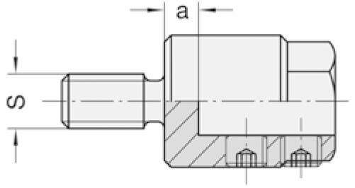 Reduceerstuk opname 10 mm links, Buitendraad M8