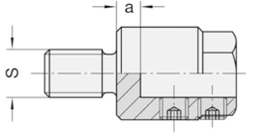 Reduceerstuk opname 10 mm links, Buitendraad M10