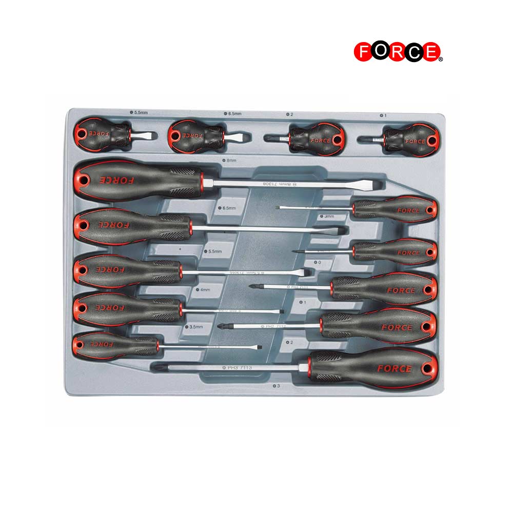 Force 2143 Schroevendraaierset Plat & Pozidriv 14 delig