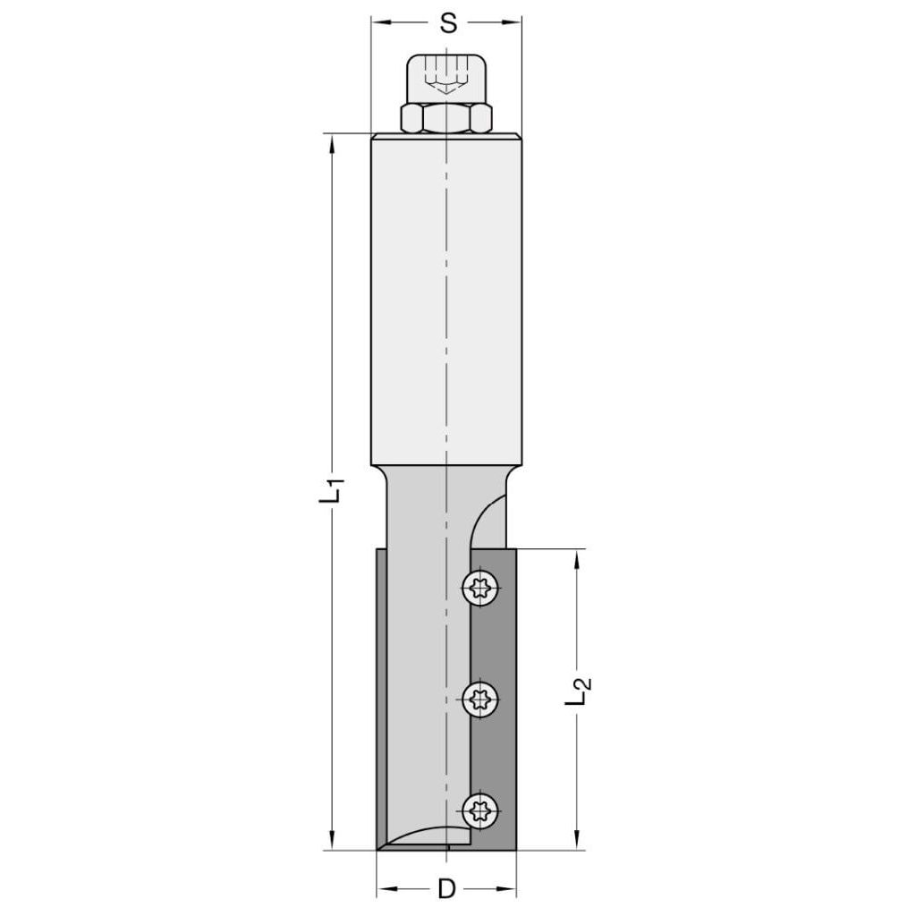Keermesgroeffrees Ø 16 x 30 mm, TL=100 mm, S=25 mm, Z=2, HW