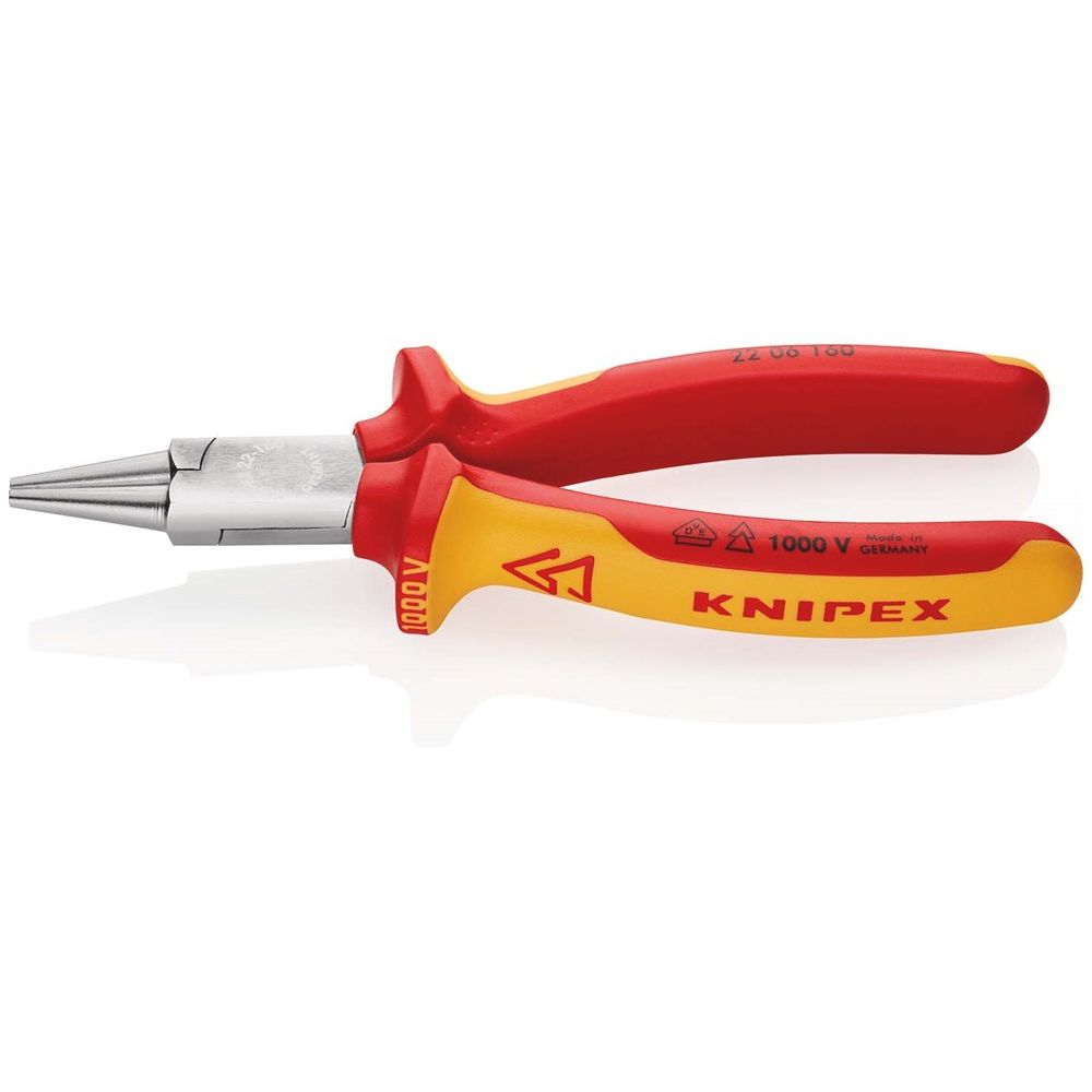 KNIPEX 22 06 160 Rondbuigtang geïsoleerd met meer-componentengrepen, VDE-getest verchroomd 160 mm-0