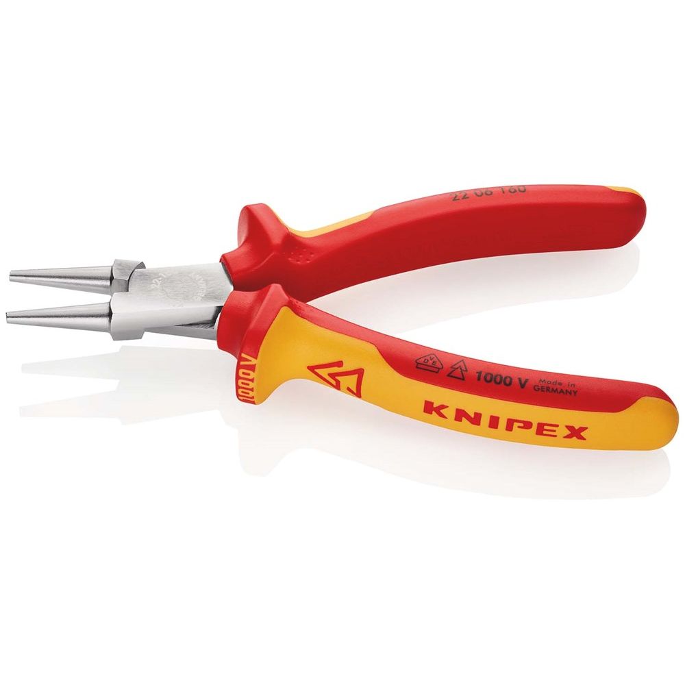 KNIPEX 22 06 160 Rondbuigtang geïsoleerd met meer-componentengrepen, VDE-getest verchroomd 160 mm-2