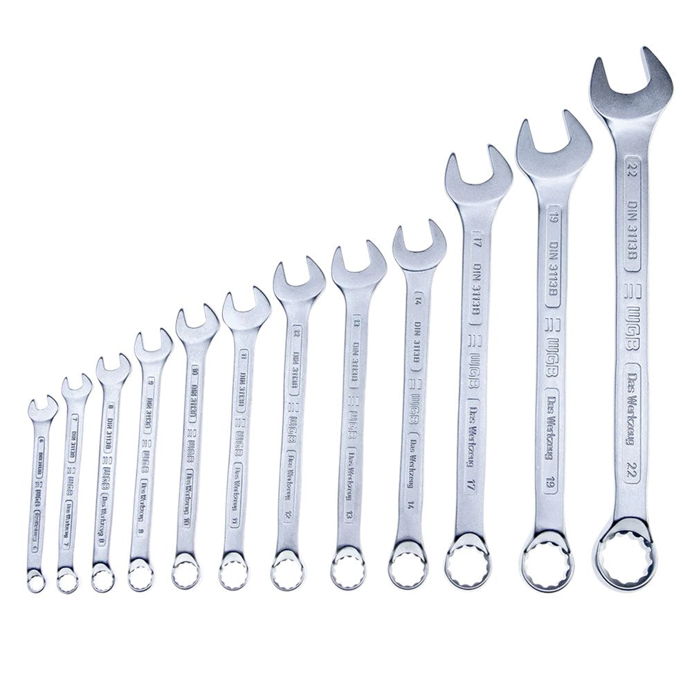 ringsteeksleutelset, 6-22mm, doorgezette ring, DIN 3113 B-0