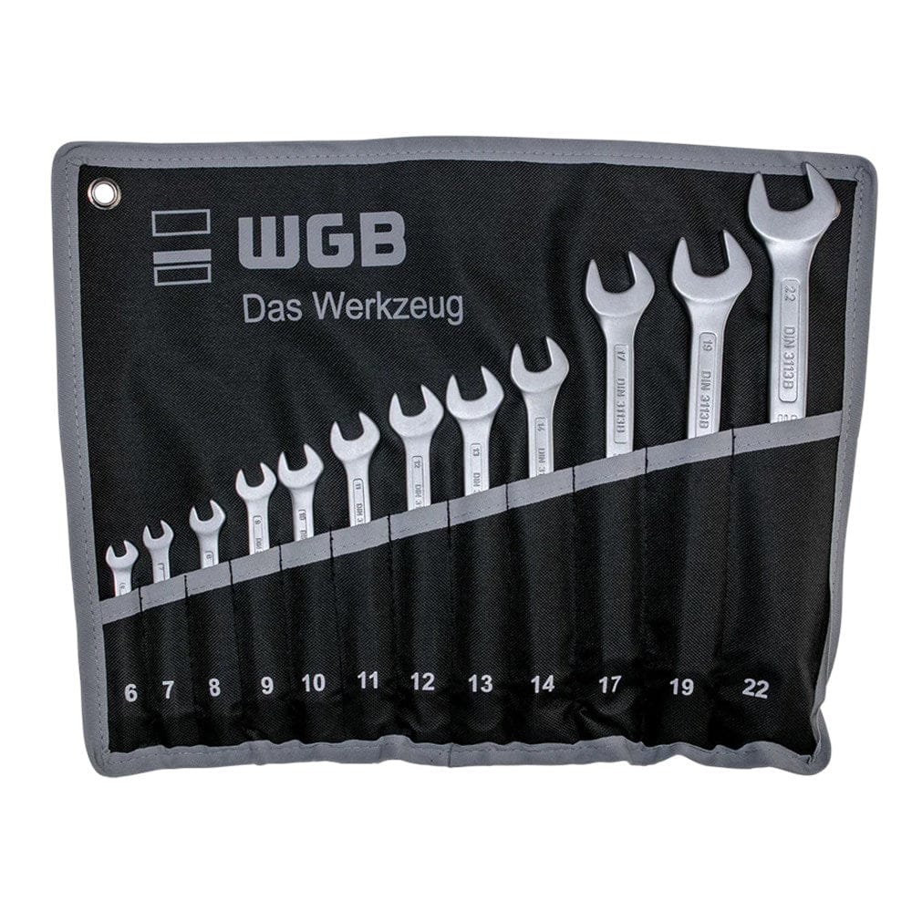 ringsteeksleutelset in roltas, 6-22mm, doorgezette ring, DIN 3113 B-0