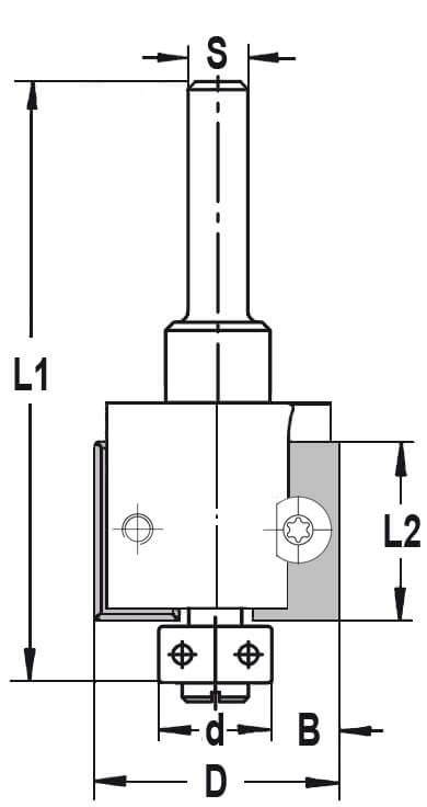 Keermessponningfrees + lager 22 mm, HW - Schacht: 6 mm