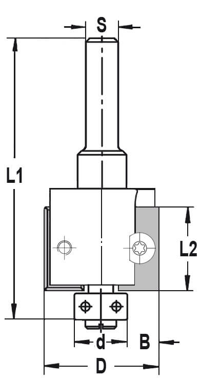 Keermessponningfrees + lager 22 mm, HW - Schacht: 12 mm