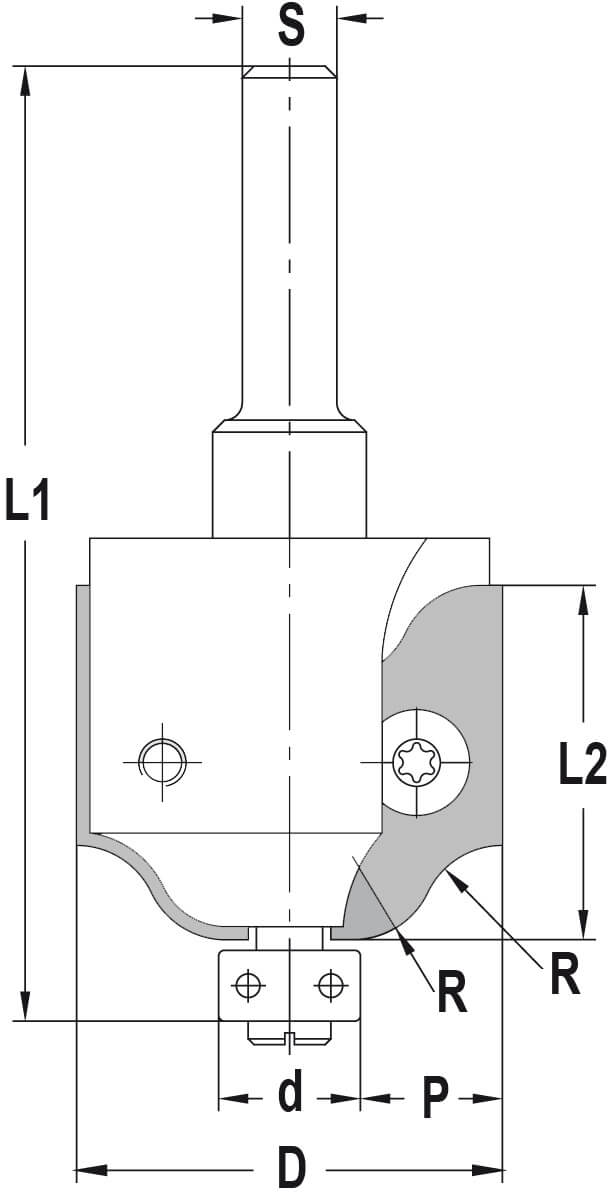 KeermesholLijstfrees R=8 + lager 12, HW - Schacht: 8 mm