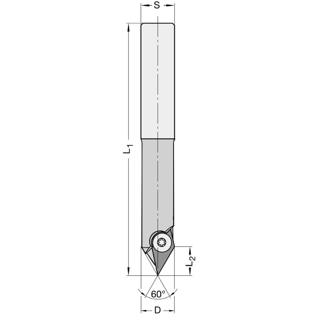 Keermes V-Groef/Fasefrees 91°, L3=25 mm, TL=93 mm, S=20 mm, Z=1, HW