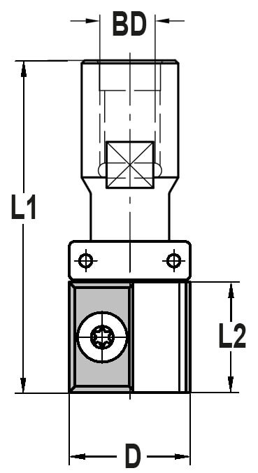 Keermeskantenfrees recht Ø 22 x 20 mm, TL=58 mm, Binnendraad M10, HW